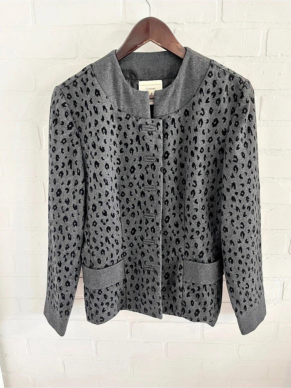 Joseph Ribkoff Animal Print Blazer in Gray & Black Like New
